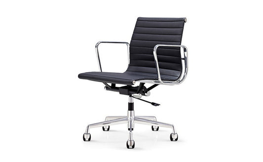 チャールズ&レイ・イームズ アルミナムグループ ローバック マネジメントチェア フラットパッド Aluminum Group Management Chair FlatPad PU ファブリック 3年保証付 inv-e001b-pu