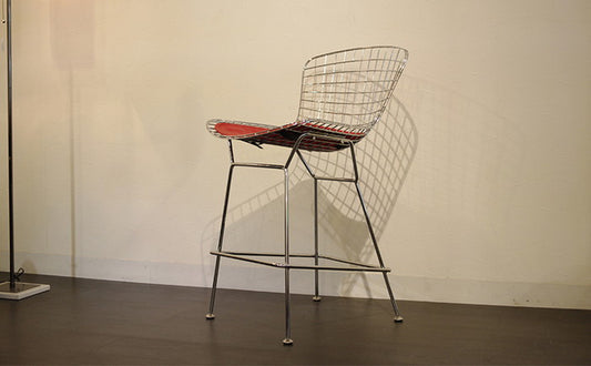 ハリー・ベルトイア ワイヤー サイドバーチェア WIRE Side Bar Chair セミアニリンレザー 本革 3年保証付 inv-js-8811xah