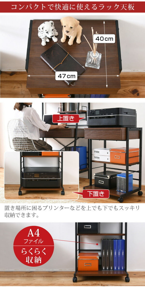 2WAYパソコンデスク 複合機ラック サイドラック プリンターラック サイドチェスト PCデスク サイドテーブル jk-kks-0012の画像