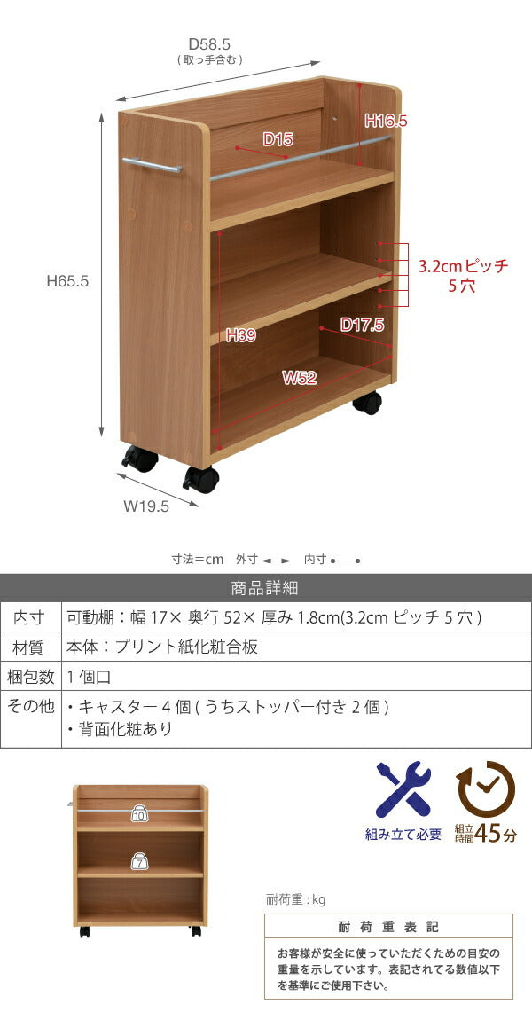 クローゼット 収納 ラック 2個セット 幅19.5奥行58 .5 キャスター付き スリム 押し入れ収納 本棚 ワゴン 隙間 収納 棚 漫画 CD DVD スライド シンプル コミック jk-sgt-0128