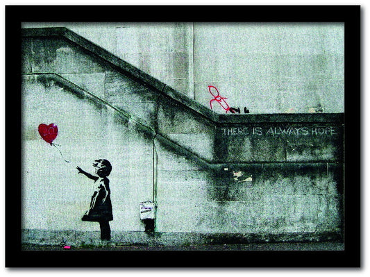 バンクシー Banksy インテリアアート Girl with Balloon 風船と少女 VS-1002BK-A4 フレームカラー：ブラック サイズ：A4 kar-10054176s1