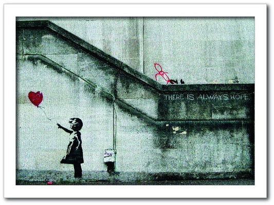 バンクシー Banksy インテリアアート Girl with Balloon 風船と少女 VS-1002WH-A2 フレームカラー：ホワイト サイズ：A2 kar-10054176s10