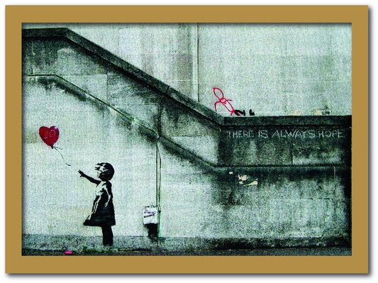 バンクシー Banksy インテリアアート Girl with Balloon 風船と少女 VS-1002NA-A2 フレームカラー：ナチュラル サイズ：A2 kar-10054176s12