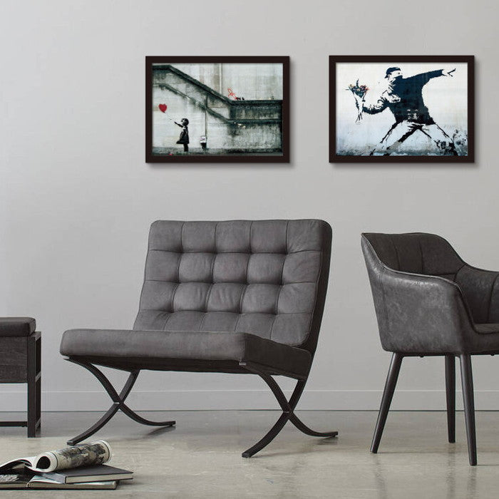 バンクシー Banksy インテリアアート Girl with Balloon 風船と少女 VS-1002WH-A4 フレームカラー：ホワイト サイズ：A4 店舗 カフェ ラウンジ ロビー ホテル 法人 kar-10054176s2の画像