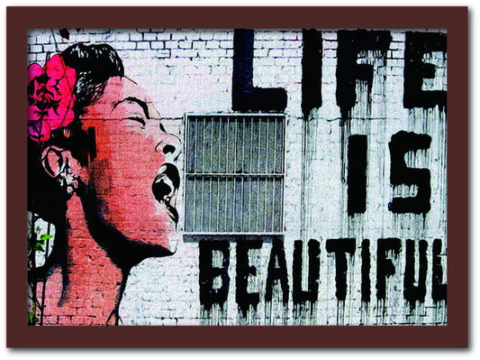 バンクシー Banksy インテリアアート Life is beautiful ライフ・イズ・ビューティフル VS-1003BR-A2 フレームカラー：ブラウン サイズ：A2 kar-10054179s11