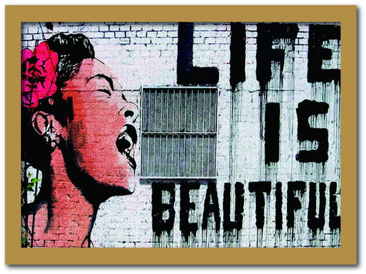 バンクシー Banksy インテリアアート Life is beautiful ライフ・イズ・ビューティフル VS-1003NA-A2 フレームカラー：ナチュラル サイズ：A2 kar-10054179s12