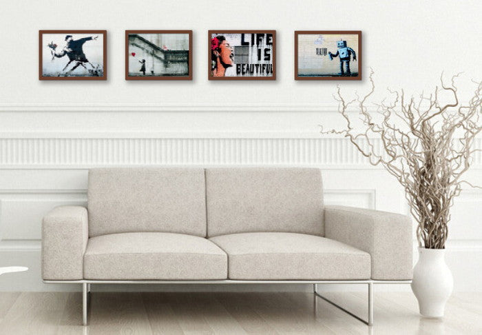 バンクシー Banksy インテリアアート Life is beautiful ライフ・イズ・ビューティフル VS-1003WH-A3 フレームカラー：ホワイト サイズ：A3 店舗 カフェ ラウンジ ロビー ホテル 法人 kar-10054179s6の画像