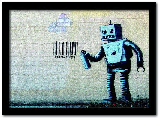 バンクシー Banksy インテリアアート Barcode Robot バーコードロボット VS-1004BK-A4 フレームカラー：ブラック サイズ：A4 kar-10054180s1