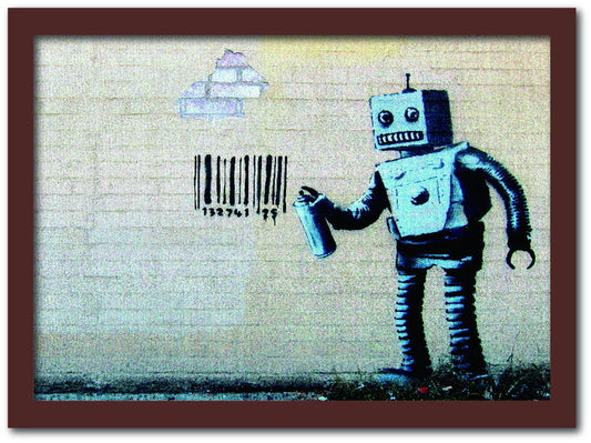 バンクシー Banksy インテリアアート Barcode Robot バーコードロボット VS-1004BR-A2 フレームカラー：ブラウン サイズ：A2 kar-10054180s11