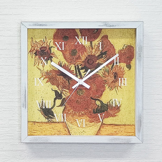 Masterpiece Clock 名画時計 Vincent Willem van Gogh ゴッホ ひまわり CN-1001WH フレームカラー ホワイト W265×H265×D45mm kar-11655603s1