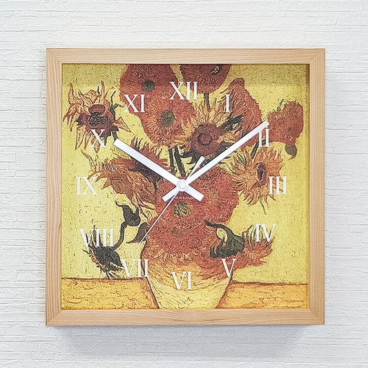 Masterpiece Clock 名画時計 Vincent Willem van Gogh ゴッホ ひまわり CN-1001NA フレームカラー ナチュラル W265×H265×D45mm kar-11655603s2