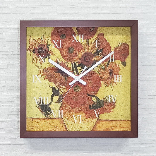 Masterpiece Clock 名画時計 Vincent Willem van Gogh ゴッホ ひまわり CN-1001BR フレームカラー ブラウン W265×H265×D45mm kar-11655603s3