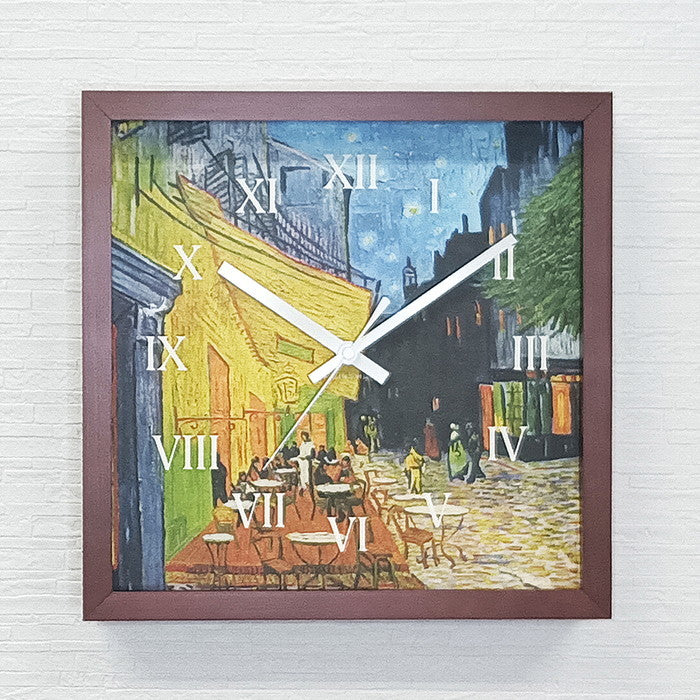 Masterpiece Clock 名画時計 Vincent Willem van Gogh ゴッホ 夜のカフェテラス CN-1003BR フレームカラー ブラウン W265×H265×D45mm 店舗 カフェ ラウンジ ロビー ホテル 法人 kar-11655605s3の画像