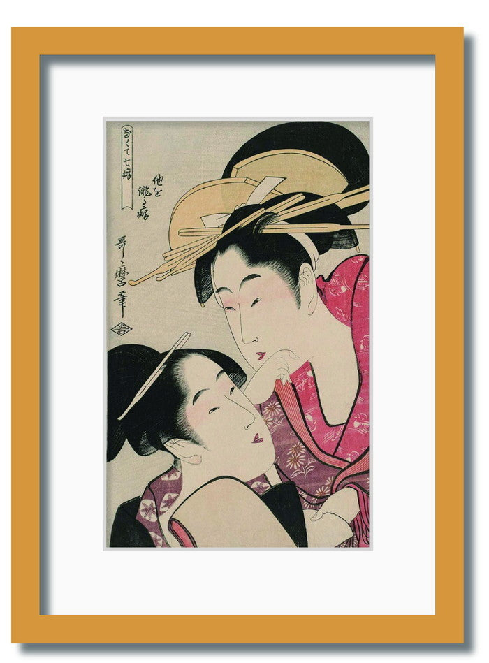 和楽シリーズ 喜多川 歌麿 浮世絵 美人画 なくて七癖 他を誹る癖 WR-1006NA-A4 フレームカラー ナチュラル サイズ W230×H317×D20mm 750g 店舗 カフェ ラウンジ ロビー ホテル 法人 kar-11670346s3の画像