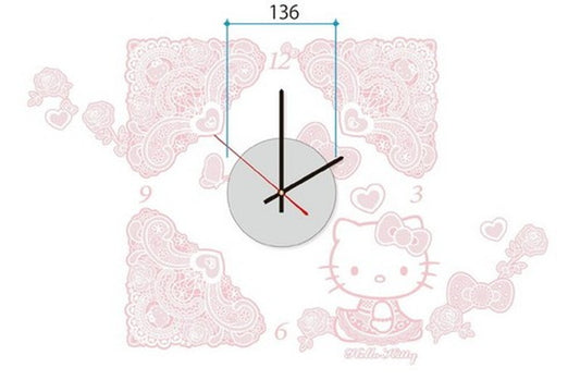 ステッカー 時計 ウォールデコクロック Hello Kitty ハローキティ レース K-001 保証付 kar-2913808s1