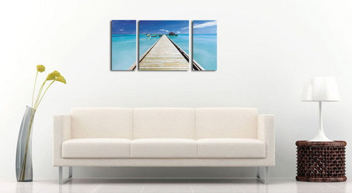 CANVAS ART キャンバスアート Blue Blue Lサイズ W1000×H500 3枚組 US-2010 店舗 カフェ ラウンジ ロビー ホテル 法人 kar-4999359s2の画像