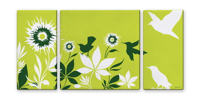 CANVAS ART キャンバスアート Spring Garden Lサイズ W1000×H500 3枚組 US-4005 店舗 カフェ ラウンジ ロビー ホテル 法人 kar-5620998s2の画像