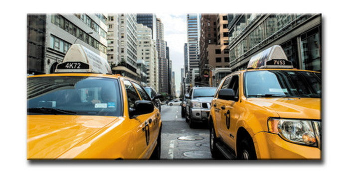 CANVAS ART キャンバスアート New York Yellow Cab ニューヨーク イエローキャブ Mサイズ W600×H300×D20mm US-5006 店舗 カフェ ラウンジ ロビー ホテル 法人 kar-6248598s2の画像