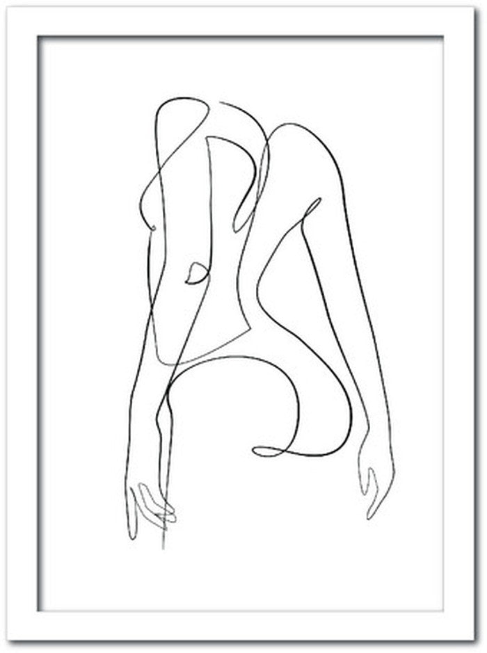 ラインアート Female ST-1005WH-A4 フレームカラー ホワイト サイズ A4 店舗 カフェ ラウンジ ロビー ホテル 法人 kar-7416881S2の画像