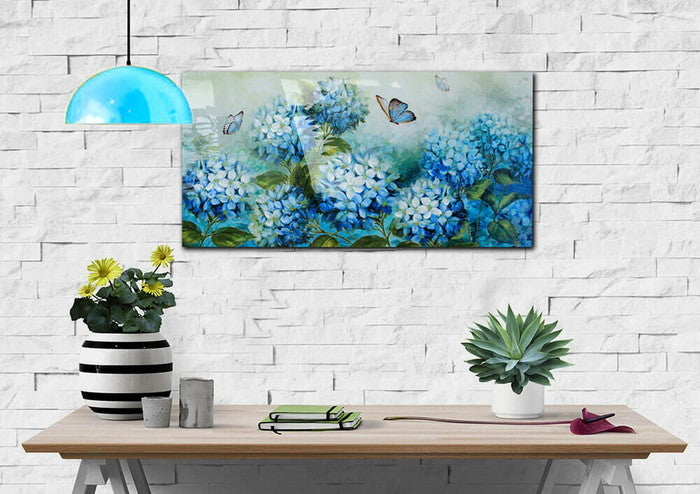 バーニッシュ ウォール アート BURNISH WALL ART BLUE FLOWER BUTTERFLY BWA-020 kar-7859643s1