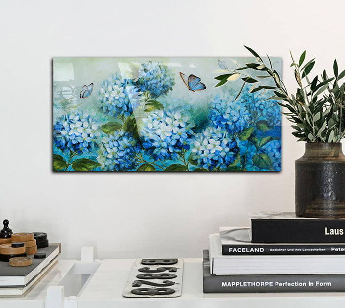 バーニッシュ ウォール アート BURNISH WALL ART BLUE FLOWER BUTTERFLY BWA-020 kar-7859643s1