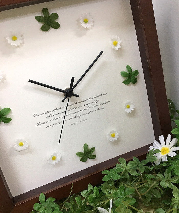 花と葉っぱの可愛い掛時計 Leaf＆Flower Clock LF-1001 フレームカラー：アンティークホワイト 保証付 kar-9486390s1