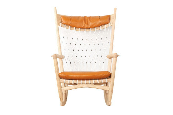 No.124 ロッキングチェア 本革 レザー レッドオーク ブラウン ブラック ブラック ホワイト ブラウン ダークブラウン クリームホワイト レッド W75xD92xH103 sh43 e-comfort デザイナーズ ジェネリック家具 リプロダクト  kwg-ch2124-leの画像