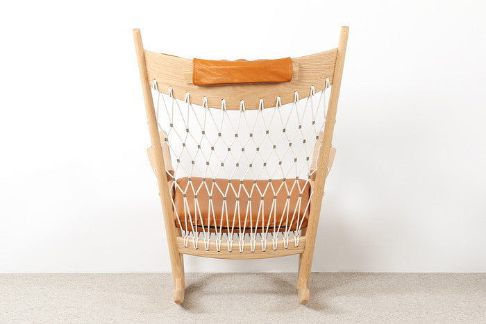 No.124 ロッキングチェア 本革 レザー レッドオーク ブラウン ブラック ブラック ホワイト ブラウン ダークブラウン クリームホワイト レッド W75xD92xH103 sh43 e-comfort デザイナーズ ジェネリック家具 リプロダクト  kwg-ch2124-leの画像