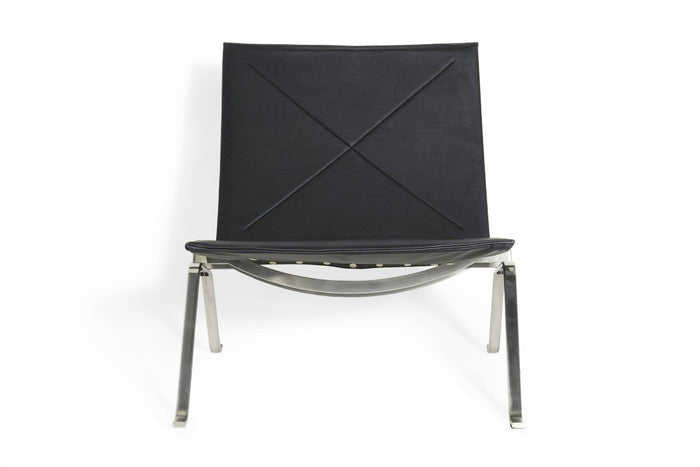 【即納】ポール・ケアホルム PK22 ラウンジチェア ブラック レザー 本革 保証付 e-comfort デザイナーズ ジェネリック家具 リプロダクト  kwg-ch4062aの画像