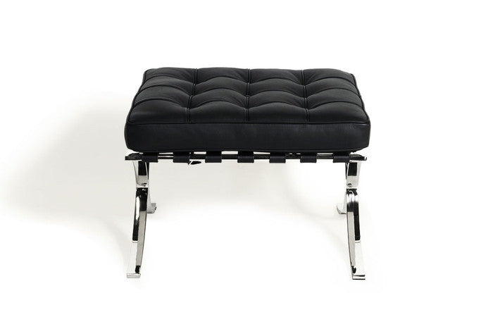 【即納】ミース・ファン・デル・ローエ バルセロナ オットマン ブラック レザー 本革 保証付 e-comfort デザイナーズ ジェネリック家具 リプロダクト  kwg-ch8002dの画像