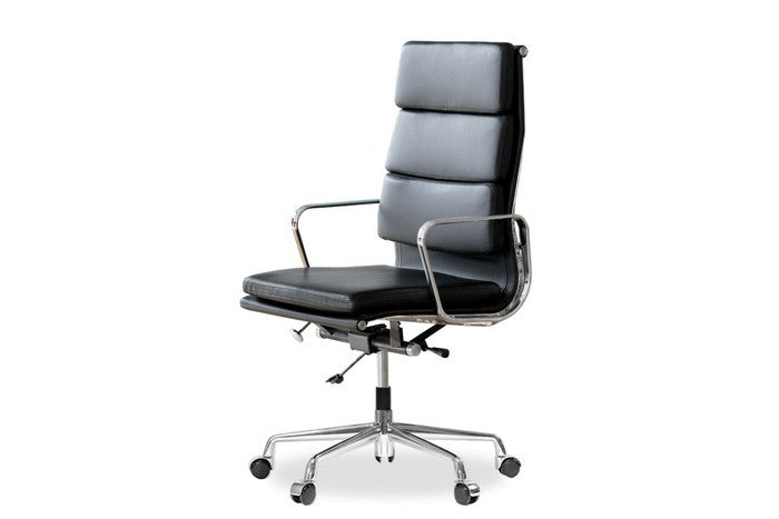 【即納】チャールズ＆レイ・イームズ アルミナムチェア ハイソフトパッド PUレザー キャスター グライズ 保証付 e-comfort デザイナーズ ジェネリック家具 リプロダクト  kwg-chea07hsc-puの画像