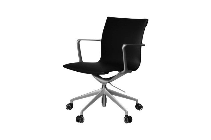 SCオフィスチェア ローバックフラットシート PU アルミニウムダイキャスト ブラッシュド仕上げ ブラック ホワイト ダークブラウン ブラウン ライトブラウン グリーン レッド グレー オレンジ ブルー イエロー W71xD71xH85-93 sh44-52 AH67-75 e-comfort デザイナーズ ジェネリック家具 リプロダクト 店舗 カフェ ラウンジ ロビー ホテル 法人 kwg-chs050-puの画像