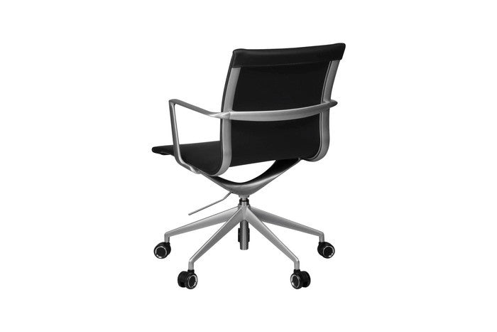 SCオフィスチェア ローバックフラットシート PU アルミニウムダイキャスト ブラッシュド仕上げ ブラック ホワイト ダークブラウン ブラウン ライトブラウン グリーン レッド グレー オレンジ ブルー イエロー W71xD71xH85-93 sh44-52 AH67-75 e-comfort デザイナーズ ジェネリック家具 リプロダクト 店舗 カフェ ラウンジ ロビー ホテル 法人 kwg-chs050-puの画像