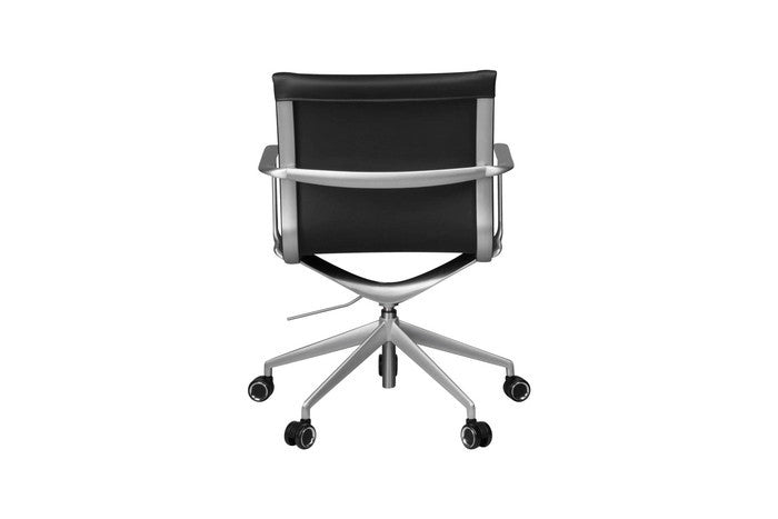 SCオフィスチェア ローバックフラットシート PU アルミニウムダイキャスト ブラッシュド仕上げ ブラック ホワイト ダークブラウン ブラウン ライトブラウン グリーン レッド グレー オレンジ ブルー イエロー W71xD71xH85-93 sh44-52 AH67-75 e-comfort デザイナーズ ジェネリック家具 リプロダクト 店舗 カフェ ラウンジ ロビー ホテル 法人 kwg-chs050-puの画像