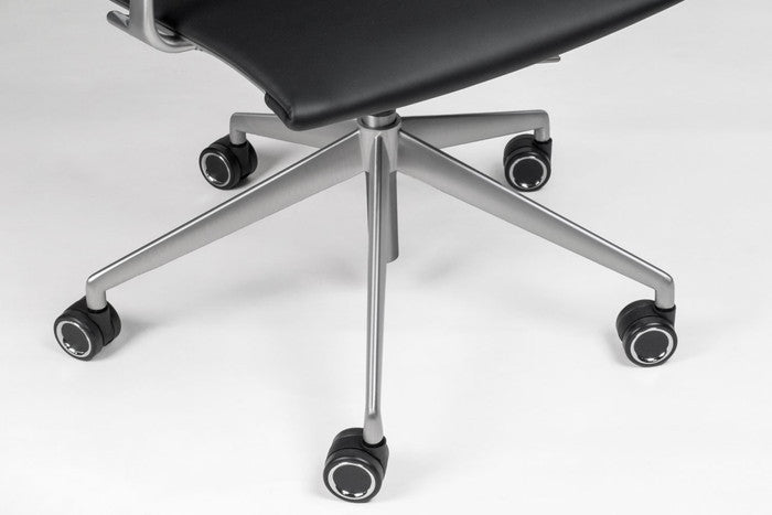 SCオフィスチェア ローバックフラットシート PU アルミニウムダイキャスト ブラッシュド仕上げ ブラック ホワイト ダークブラウン ブラウン ライトブラウン グリーン レッド グレー オレンジ ブルー イエロー W71xD71xH85-93 sh44-52 AH67-75 e-comfort デザイナーズ ジェネリック家具 リプロダクト 店舗 カフェ ラウンジ ロビー ホテル 法人 kwg-chs050-puの画像