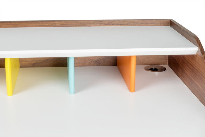 スワッグレッグデスク 天板 ウォールナット材突板 ＋メラミントップ 脚部：ステンレススチール プライウッド W99xD72xH88 e-comfort デザイナーズ ジェネリック家具 リプロダクト  kwg-ot9407の画像