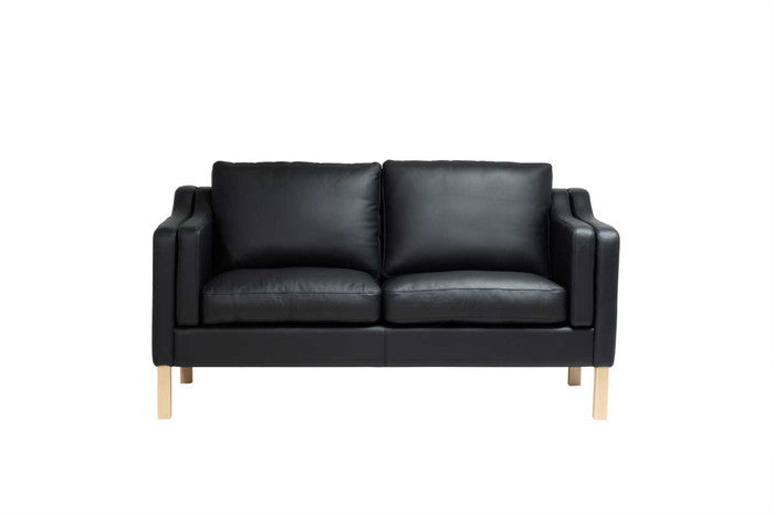 ダブルクッションソファ 2P 本革 レザー 脚部アッシュ ブラック ホワイト ブラウン ダークブラウン クリームホワイト レッド W157xD83xH85 sh46 AH65 e-comfort デザイナーズ ジェネリック家具 リプロダクト  kwg-sf7224b-ash-leの画像