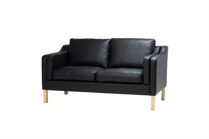 ダブルクッションソファ 2P 本革 レザー 脚部アッシュ ブラック ホワイト ブラウン ダークブラウン クリームホワイト レッド W157xD83xH85 sh46 AH65 e-comfort デザイナーズ ジェネリック家具 リプロダクト  kwg-sf7224b-ash-leの画像