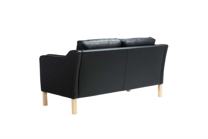 ダブルクッションソファ 2P 本革 レザー 脚部アッシュ ブラック ホワイト ブラウン ダークブラウン クリームホワイト レッド W157xD83xH85 sh46 AH65 e-comfort デザイナーズ ジェネリック家具 リプロダクト  kwg-sf7224b-ash-leの画像