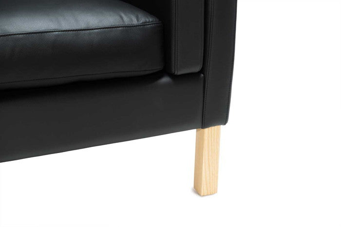 ダブルクッションソファ 2P 本革 レザー 脚部アッシュ ブラック ホワイト ブラウン ダークブラウン クリームホワイト レッド W157xD83xH85 sh46 AH65 e-comfort デザイナーズ ジェネリック家具 リプロダクト  kwg-sf7224b-ash-leの画像