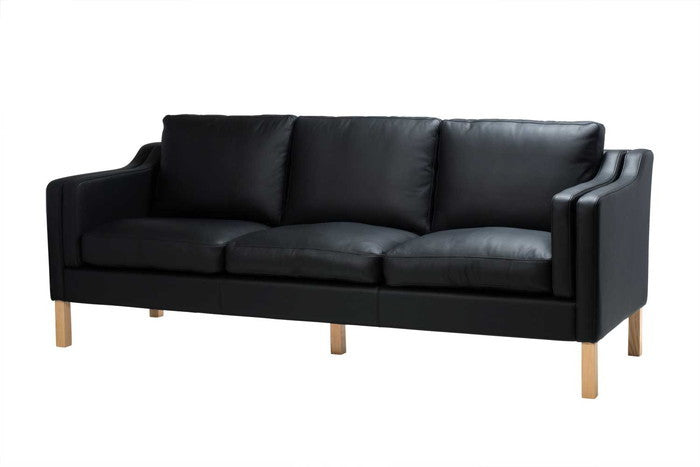 ダブルクッションソファ 3P 本革 レザー 脚部アッシュ ブラック ホワイト ブラウン ダークブラウン クリームホワイト レッド W220xD83xH85 sh46 AH65 e-comfort デザイナーズ ジェネリック家具 リプロダクト  kwg-sf7224c-ash-leの画像