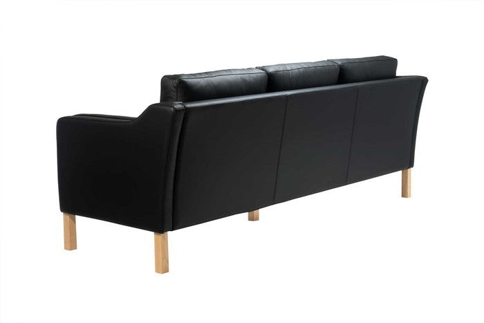 ダブルクッションソファ 3P 本革 レザー 脚部アッシュ ブラック ホワイト ブラウン ダークブラウン クリームホワイト レッド W220xD83xH85 sh46 AH65 e-comfort デザイナーズ ジェネリック家具 リプロダクト  kwg-sf7224c-ash-leの画像