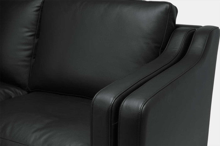 ダブルクッションソファ 3P 本革 レザー 脚部アッシュ ブラック ホワイト ブラウン ダークブラウン クリームホワイト レッド W220xD83xH85 sh46 AH65 e-comfort デザイナーズ ジェネリック家具 リプロダクト  kwg-sf7224c-ash-leの画像