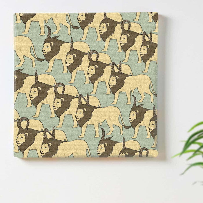 ライオン ANIMAL XLサイズ 100cm×100cm アートパネル ファブリックパネル アートボード 壁掛け 日本製 ラッピング付き 店舗 カフェ ラウンジ ロビー ホテル 法人 lib-azo-0002-xlの画像