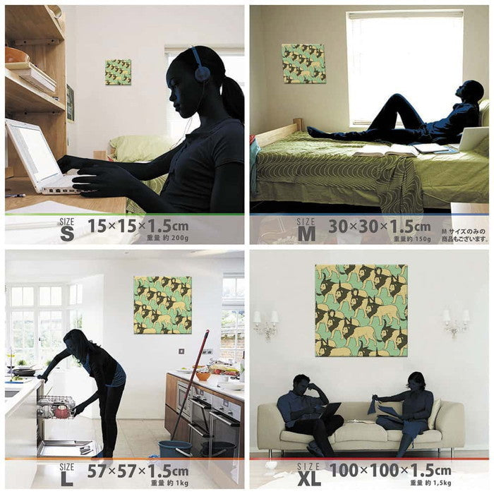 ライオン ANIMAL XLサイズ 100cm×100cm アートパネル ファブリックパネル アートボード 壁掛け 日本製 ラッピング付き 店舗 カフェ ラウンジ ロビー ホテル 法人 lib-azo-0002-xlの画像