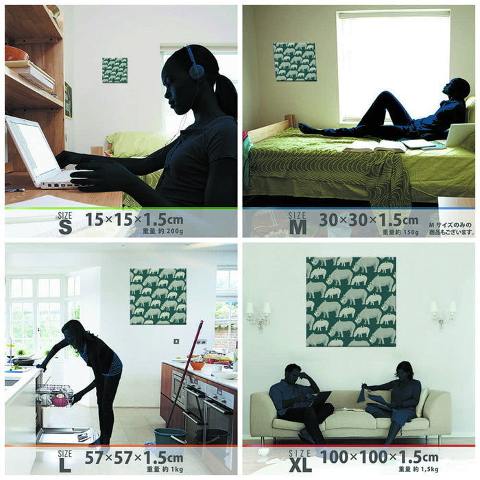カバ ANIMAL Sサイズ 15cm×15cm アートパネル ファブリックパネル アートボード 壁掛け 日本製 ラッピング付き 店舗 カフェ ラウンジ ロビー ホテル 法人 lib-azo-0004-sの画像