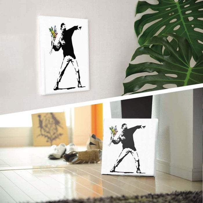 バンクシー デザイン Banksy Design 日本正規ライセンス 花投げ bdld-1907-002 Mサイズ 30cm×30cm アートパネル ファブリックパネル アートボード インテリアパネル 壁掛け 日本製 ラッピング付き lib-bdld-1907-002-m