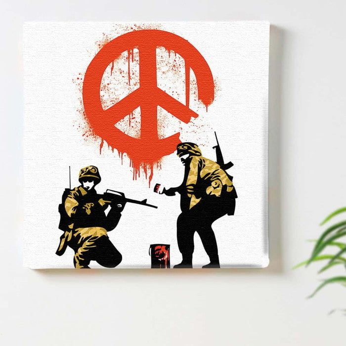 バンクシー デザイン Banksy Design 日本正規ライセンス ピースマーク アーミー bdld-1907-007 Mサイズ 30cm×30cm アートパネル ファブリックパネル アートボード インテリアパネル 壁掛け 日本製 ラッピング付き lib-bdld-1907-007-m