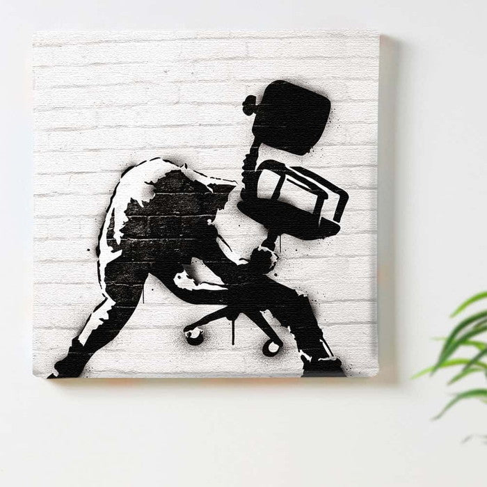 バンクシー デザイン Banksy Design 日本正規ライセンス モノクロ bdld-1907-008 Lサイズ 57cm×57cm アートパネル ファブリックパネル アートボード インテリアパネル 壁掛け 日本製 ラッピング付き lib-bdld-1907-008-l