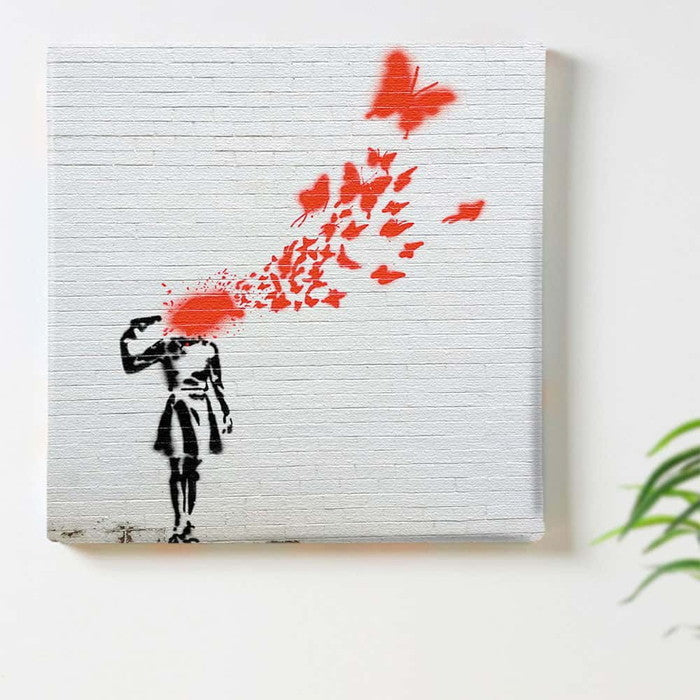 バンクシー デザイン Banksy Design 日本正規ライセンス 拳銃 少女 bdld-1907-009 Mサイズ 30cm×30cm アートパネル ファブリックパネル アートボード インテリアパネル 壁掛け 日本製 ラッピング付き lib-bdld-1907-009-m